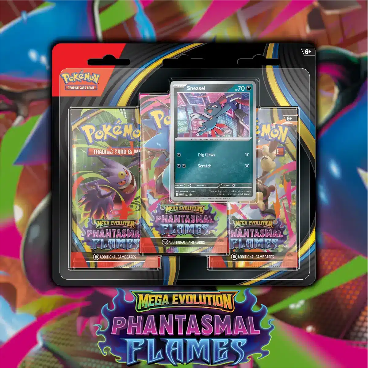 3 Pack Blister Phantasmal Flames-Photoroom Pokémon TCG: Mega Evolution - Phantasmal Flames 3-Pack Blister - Imagen 1