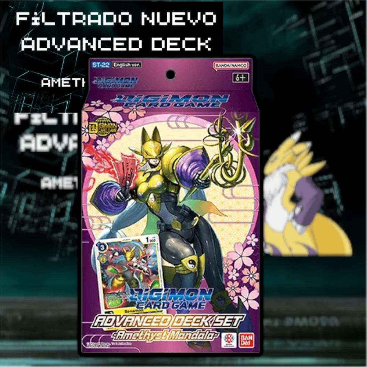 Amethyst Mandala ST22-Photoroom (1) Digimon TCG: Amethyst Mandala- Starter Deck (ST22) - Imagen 1