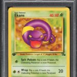 1999 Pokemon Fossil 1st Edition Ekans #46 PSA 8 NM-MT